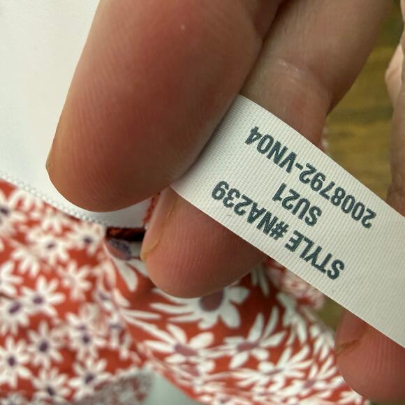 Madewell Clara Midi Dress Falling Daisies Surplice Short Sleeve Orange Sz XXL - Picture 7 of 13